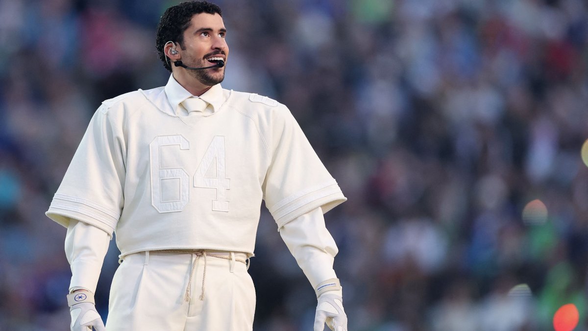 Bad Bunny performs onstage during the Apple Music Super Bowl LX Halftime Show at Levi's Stadium in Santa Clara, California, U.S., Feb. 8, 2026. (AFP Photo)