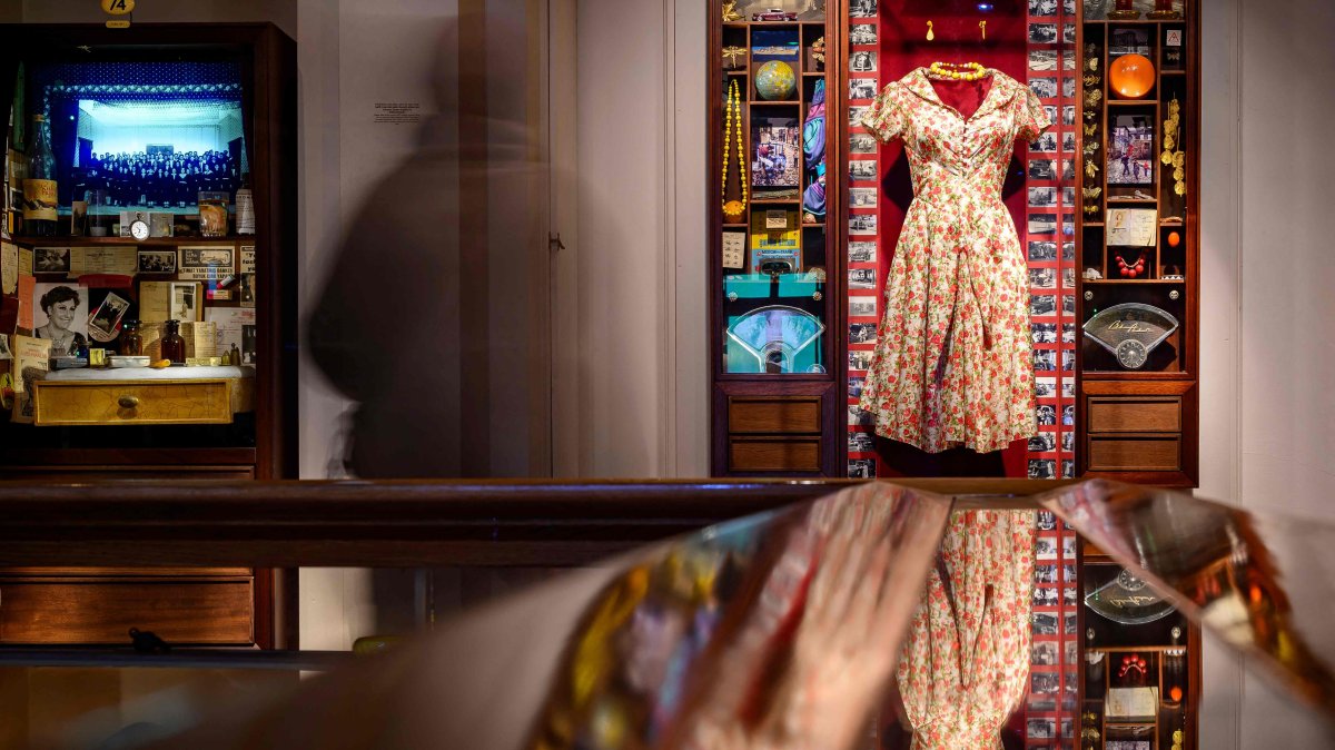 A visitor looks at the display cases in The Museum of Innocence, Istanbul, Türkiye, Feb. 10, 2026. (AFP Photo)