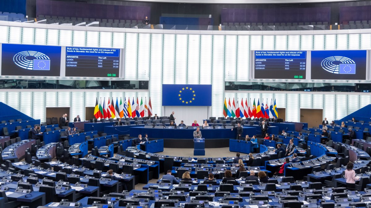 MEPs in the hemicycle during a debate in a plenary session at European Parliament in Strasbourg, France, Feb. 11, 2026. (EPA Photo)