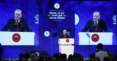 President Recep Tayyip Erdoğan speaks at Bosphorus University, Istanbul, Feb. 13, 2026. (AA Photo)