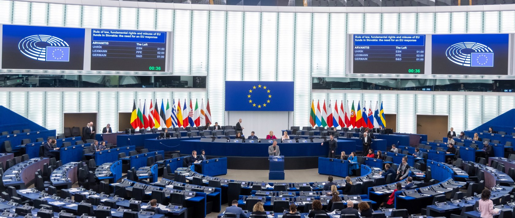 MEPs in the hemicycle during a debate in a plenary session at European Parliament in Strasbourg, France, Feb. 11, 2026. (EPA Photo)