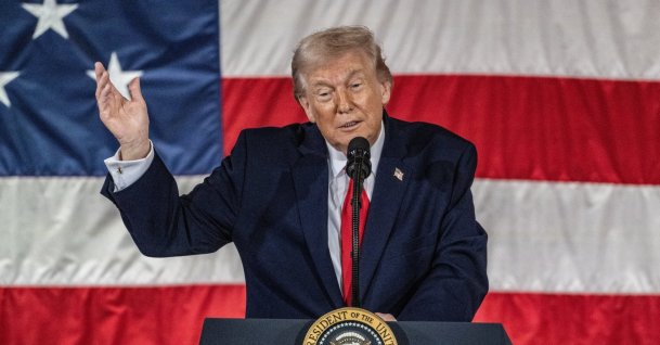 President Donald Trump delivers remarks to service members and their families at Fort Bragg, North Carolina, U.S., Feb. 13, 2026. (EPA Photo)