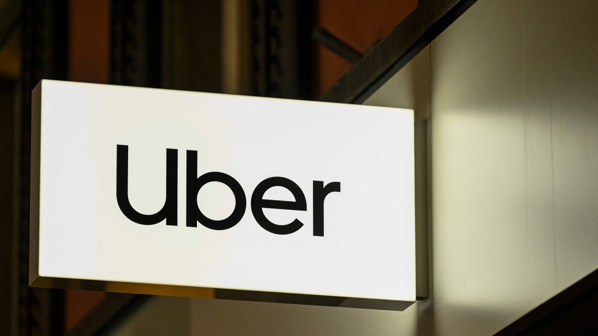 This photograph shows the logo of Uber during the World Economic Forum (WEF) annual meeting, Davos, Switzerland, Jan. 19, 2026. (AFP Photo)