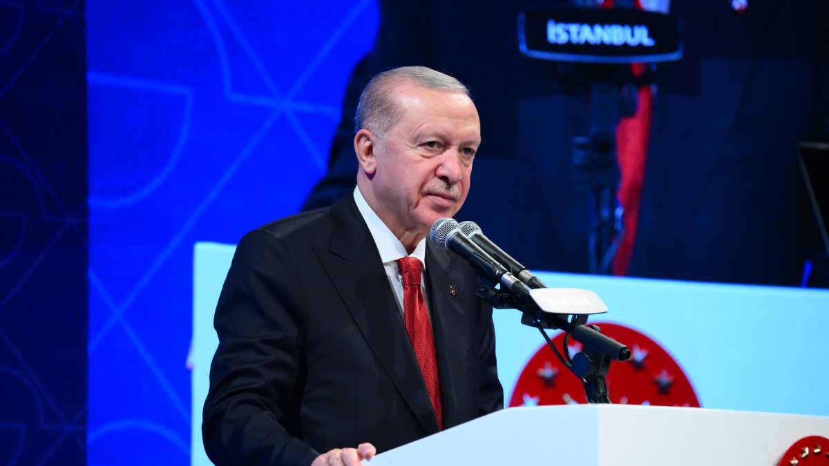 President Recep Tayyip Erdoğan speaks at an event, Istanbul, Türkiye, Feb. 13, 2026. (AA Photo)