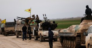 PKK/YPG vehicles withdraw from the front lines on the outskirts of the town of Tel Hamis following the agreement between the YPG and the Damascus government, Qamishli, Syria, Feb. 13, 2026. (Reuters Photo)
