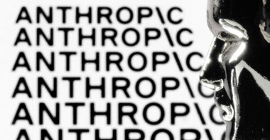 This photograph shows a figurine in front of the logo of the U.S. artificial intelligence safety and research company Anthropic during a photo session, Paris, France, Feb. 13, 2026. (AFP Photo)