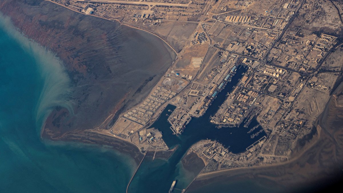 An aerial view of the Iranian shores and Port of Bandar Abbas in the strait of Hormuz, Dec. 10, 2023. (Reuters Photo)