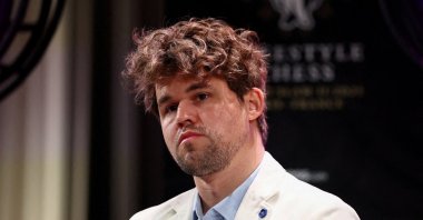 Chess grandmaster Magnus Carlsen attends a news conference ahead of the Freestyle Chess Grand Slam Tour, Paris, France, April 7, 2025. (Reuters Photo)