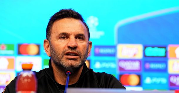 Galatasaray head coach Okan Buruk addresses the press before the UEFA Champions League match against Juventus, Istanbul, Türkiye, Feb. 15, 2026. (IHA Photo)