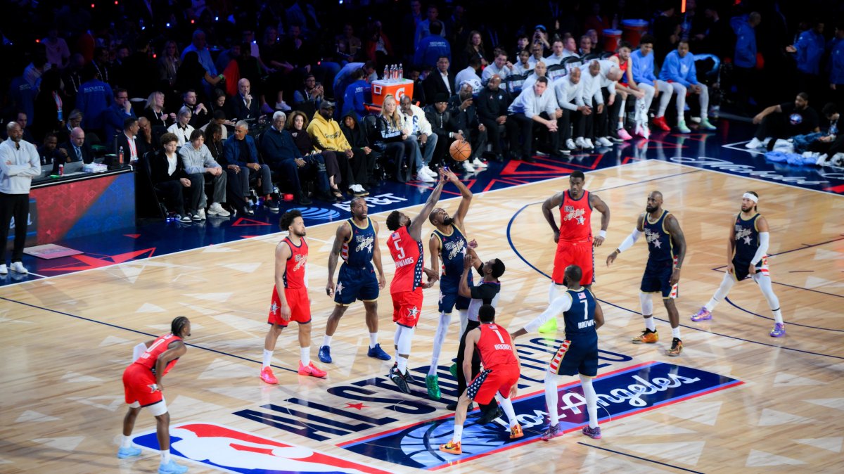 USA Stars and USA Stripes face off during the 2026 NBA All-Star Game at Intuit Dome, Inglewood, U.S., Feb. 2026. (AA Photo)
