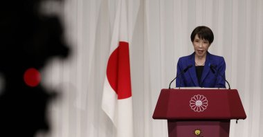 Japanese Prime Minister Sanae Takaichi, leader of the ruling Liberal Democratic Party (LDP), speaks during a press conference at the LDP headquarters, Tokyo, Japan, Feb. 9, 2026. (AFP Photo)
