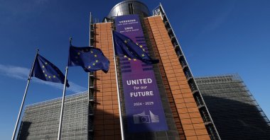 European Union flags flutter outside the European Commission headquarters, Brussels, Belgium, Dec. 15, 2025. (Reuters Photo)