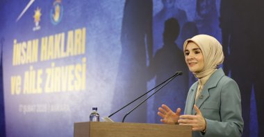 Family and Social Services Minister Mahinur Özdemir Göktaş speaks at the event, Ankara, Türkiye, Feb. 17, 2026. (İHA Photo)