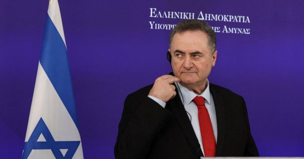 Israel's Defense Minister Israel Katz gestures during joint statements to the press with Greek counterpart Nikos Dendias at the Ministry of Defense in Athens, Greece, Jan. 20, 2026. (Reuters File Photo)