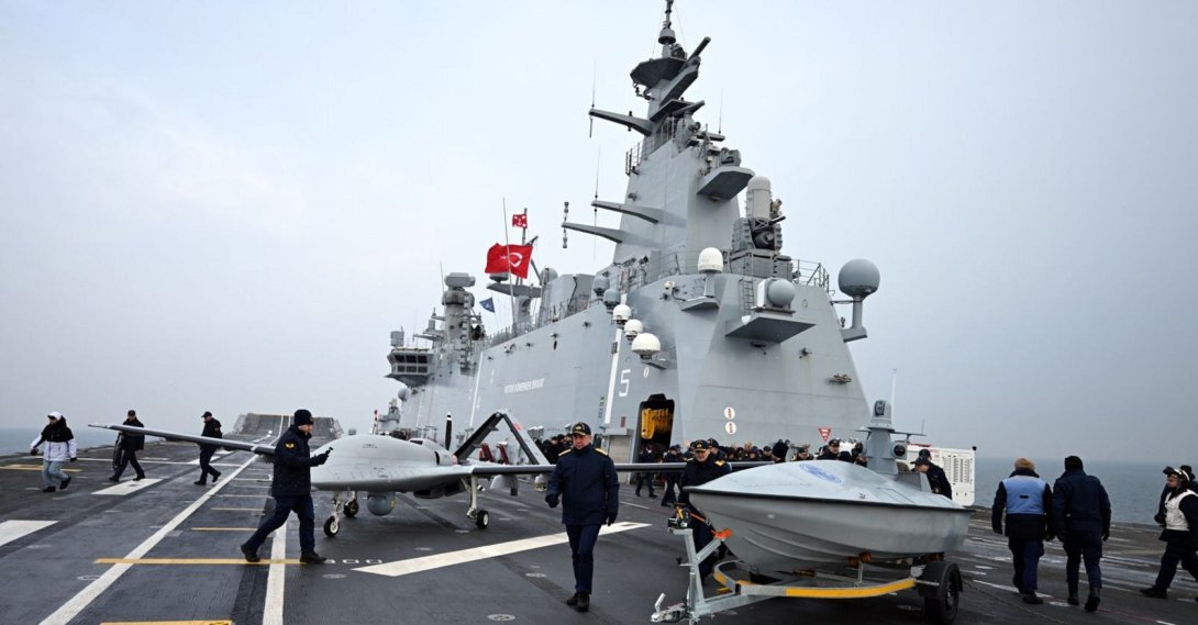 Anadolu Turkish Maritime Task Force participates in NATO’s Steadfast Dart 2026 exercise, Feb. 17, 2026. (AA Photo)