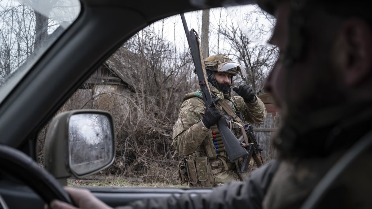 Ukrainian servicemen from a strike drone platoon are seen at an undisclosed location in the Donetsk region, eastern Ukraine, Feb. 17, 2026. (EPA Photo)