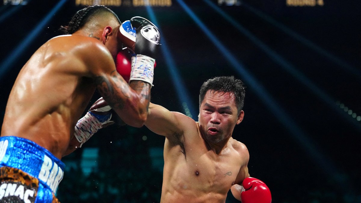 Manny Pacquiao fights Mario Barrios at the MGM Grand Garden Arena, Las Vegas, U.S., July 19, 2025. (Reuters Photo)