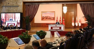 Parliament Speaker Numan Kurtulmuş addresses the session of the committee for the terror-free Türkiye plan, Ankara, Türkiye, Feb. 18, 2026. (AA Photo)