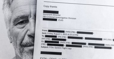 Printed copies of the Jeffrey Epstein files in Miami, Florida, Feb. 10, 2026. (EPA Photo)