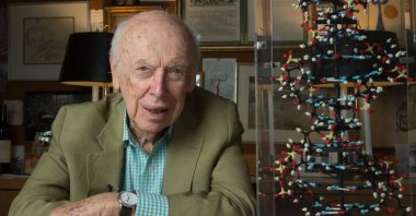 Dr. James Watson, co-discoverer of the DNA double helix, in his office at his Cold Spring Harbor Laboratory in Cold Spring Harbor, New York, U.S., June 10, 2015. (Getty Images Photo)