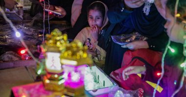 A Palestinian vendor sells traditional lanterns called 'fanous' in a market before the holy month of Ramadan in Gaza City, Palestine, Feb. 17, 2026. (EPA Photo)