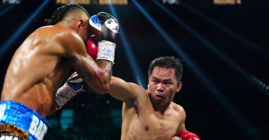 Manny Pacquiao fights Mario Barrios at the MGM Grand Garden Arena, Las Vegas, U.S., July 19, 2025. (Reuters Photo)