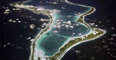 This image released by the U.S. Navy shows an aerial view of Diego Garcia. (AP Photo)