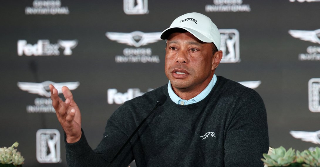 Tiger Woods speaks to the media during a press conference as tournament host of the Genesis Invitational at Riviera Country Club in Pacific Palisades, California, U.S., Feb. 17, 2026. (Reuters pHOTO)