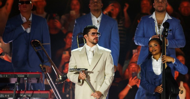 Puerto Rican singer Bad Bunny performs at his "DeBI TiRAR MaS FOToS World Tour" concert, Buenos Aires, Argentina, Feb. 13, 2026. (Reuters Photo)