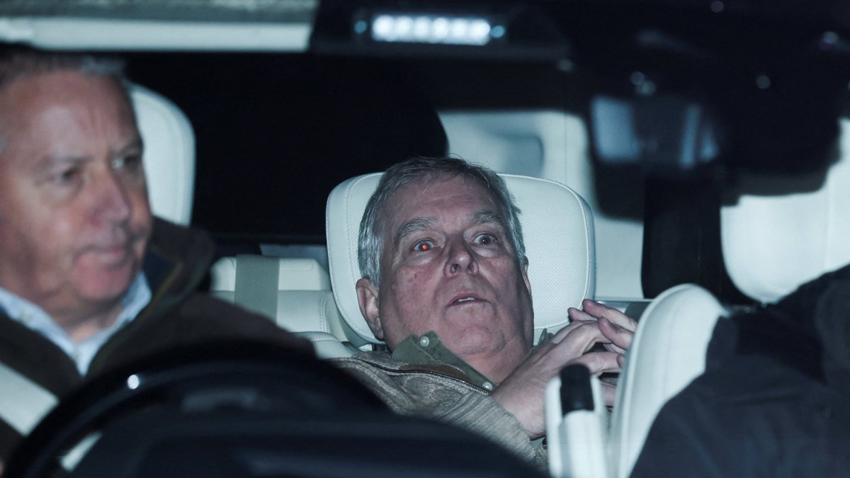 Andrew Mountbatten Windsor, younger brother of Britain’s King Charles, leaves Aylsham Police Station on a vehicle, on the day he was arrested on suspicion of misconduct in public office, after the U.S. Justice Department released more records tied to the late financier and convicted sex offender Jeffrey Epstein, Aylsham, U.K., Feb. 19, 2026. (Reuters Photo)