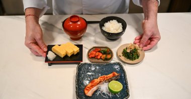 Chef Sinan Damgacıoğlu displays traditional Japanese dishes, Istanbul, Türkiye, Jan. 27, 2026. (AA Photo)