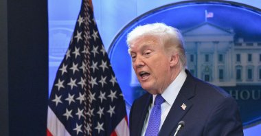 U.S. President Donald Trump speaks during a press conference in the Brady Press Briefing Room of the White House in Washington, D.C., Feb. 20, 2026. (AFP Photo)