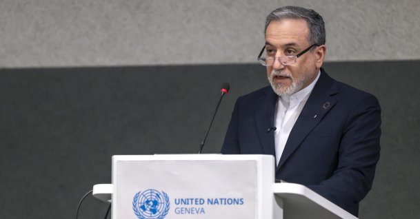 Iranian Foreign Minister Abbas Araghchi speaks during the Conference on Disarmament at the European headquarters of the United Nations in Geneva, Switzerland, Feb. 17, 2026.  (EPA Photo)