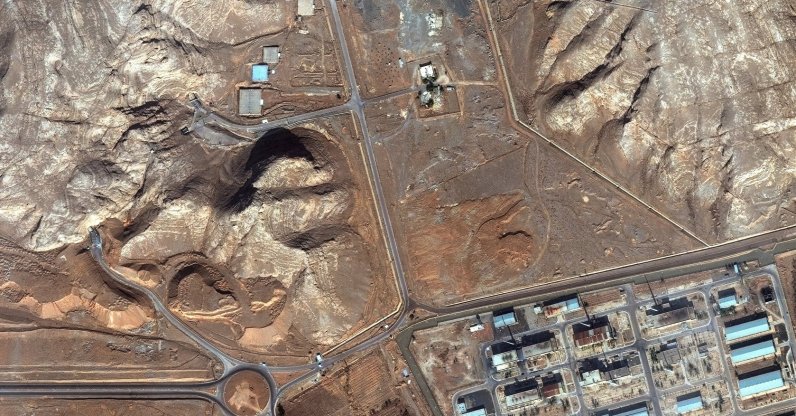 A satellite image shows un‑buried tunnel entrances at Isfahan nuclear complex, in Isfahan, Iran, Nov. 11, 2024. (Reuters Photo)