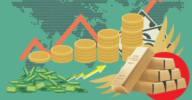 "Gold is moving away from being a commodity held solely for protection. It has already taken its place in portfolios as a strategic weight in a period where more complex risks are being discussed." (Illustration by Daily Sabah's Nizam Arslan)