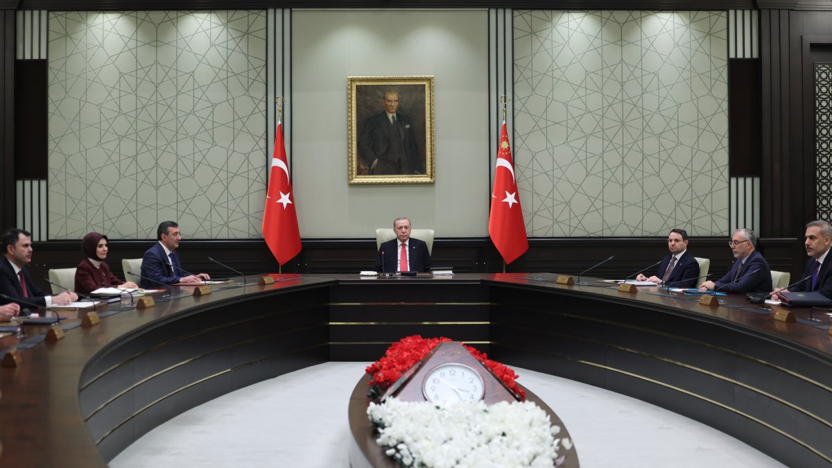 President Recep Tayyip Erdoğan chairs a Cabinet meeting in Ankara, Feb. 23, 2026. (DHA Photo)
