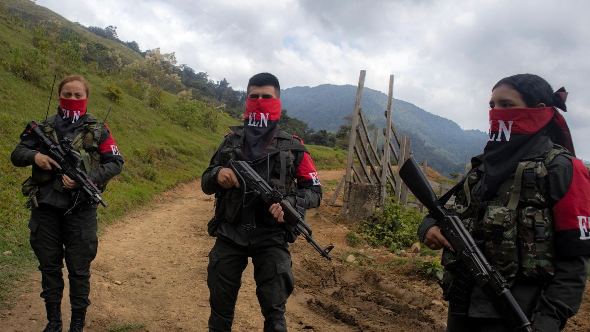 ELN rebels of the Manuel Vazquez Castano northeastern war front stand guard at the Catatumbo region, Colombia, March 8, 2025. (AFP File Photo)