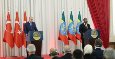 President Recep Tayyip Erdoğan and Ethiopian Prime Minister Abiy Ahmed hold a joint press conference following one-on-one and delegation-level talks, at the National Palace, Addis Ababa, Ethiopia, Feb. 17, 2026. (AA Photo)