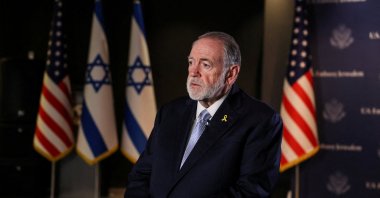 Evangelical Christian and U.S. Ambassador to Israel Mike Huckabee looks on during an interview with Reuters, west Jerusalem, Israel, Sept. 10, 2025. (Reuters Photo)