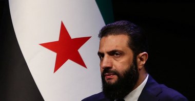 Syrian President Ahmed al-Sharaa attends the Ministry of Endowments conference titled "Unity of Islamic Discourse" at the Conference Palace, Damascus, Syria, Feb. 16, 2026. (Reuters Photo)