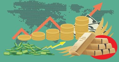 "Gold is moving away from being a commodity held solely for protection. It has already taken its place in portfolios as a strategic weight in a period where more complex risks are being discussed." (Illustration by Daily Sabah's Nizam Arslan)