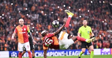 Galatasaray's Victor Osimhen plays during the UEFA Champions League round of 16 play-off first leg match against Juventus at RAMS Park, Istanbul, Türkiye, Feb. 17, 2026. (AA Photo)
