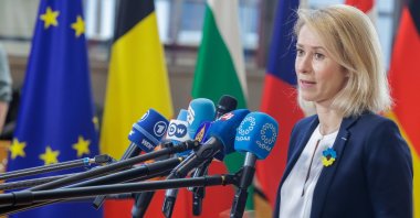 European Union High Representative for Foreign Affairs and Security Policy, Kaja Kallas speaks to the press at the start of a Foreign Affairs Council in Brussels, Belgium, Jan. 23. 2026. (EPA File Photo)