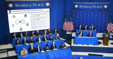 Participants attend the inaugural meeting of the "Board of Peace" at the U.S. Institute of Peace, Washington, U.S., Feb. 19, 2026. (AFP Photo)