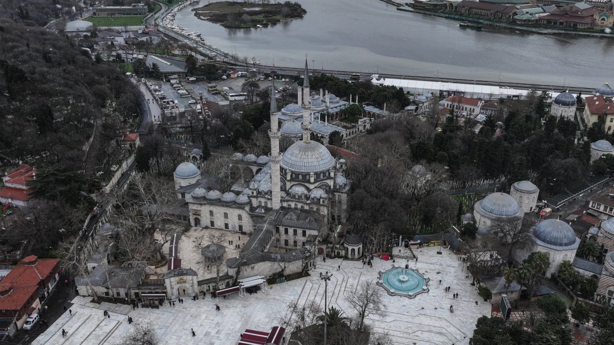 An aerial view of the Eyüp Sultan Mosque, Istanbul, Türkiye, Feb. 18, 2026. (AA Photo)