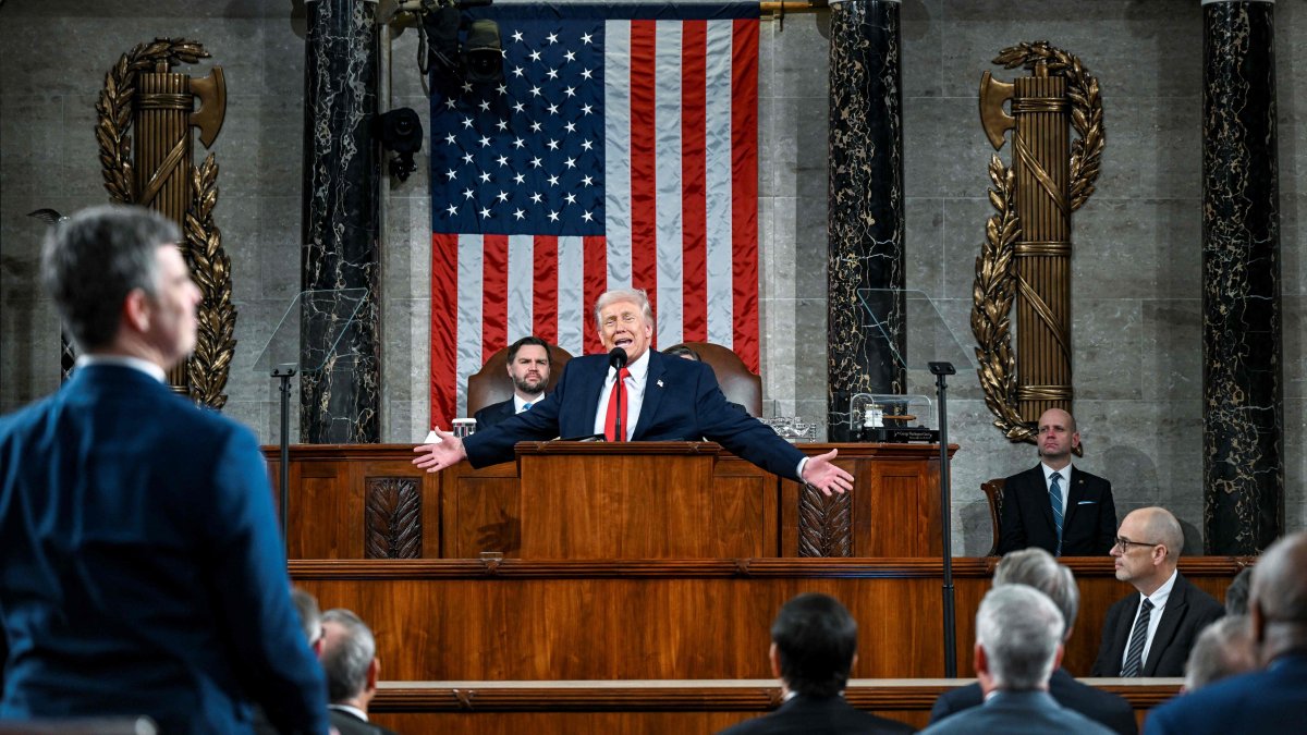 U.S. President Donald Trump delivers the first State of the Union address of his second term to a joint session of Congress in the House Chamber, Washington, D.C., U.S., Feb. 24, 2026. (AFP Photo)