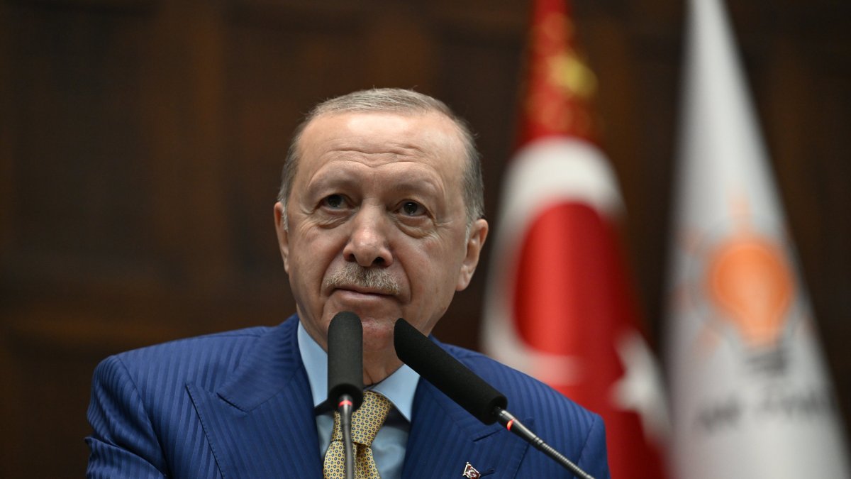 President Recep Tayyip Erdoğan speaks to lawmakers of his ruling Justice and Development Party (AK Party), Ankara, Türkiye, Feb. 25, 2026. (AA Photo)