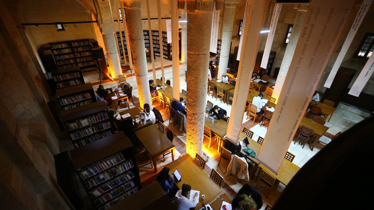 An aerial view of the Adana Provincial Public Library, Adana, southern Türkiye, Feb. 17, 2026. (AA Photo)