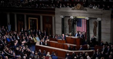 U.S. President Donald Trump delivers his State of the Union address during a Joint Session of Congress at the U.S. Capitol, Washington, U.S., Feb. 24, 2026. (AFP Photo)