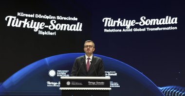 Burhanettin Duran, head of the Presidency's Directorate of Communications, speaks at the event on relations with Somalia, Ankara, Türkiye, Feb. 25, 2026. (AA Photo)